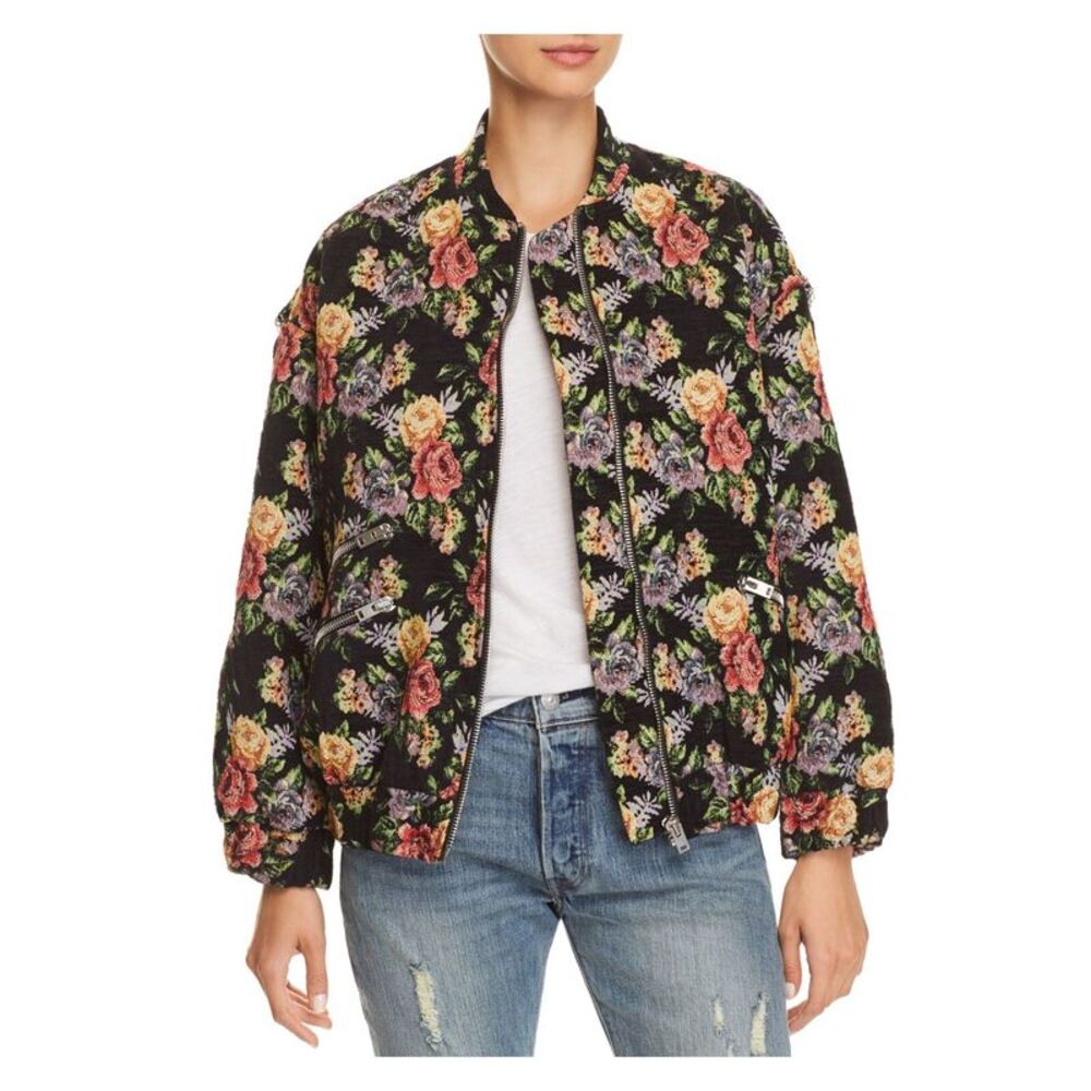 IRO.JEANS Womens Black Floral Bomber Jacket 4